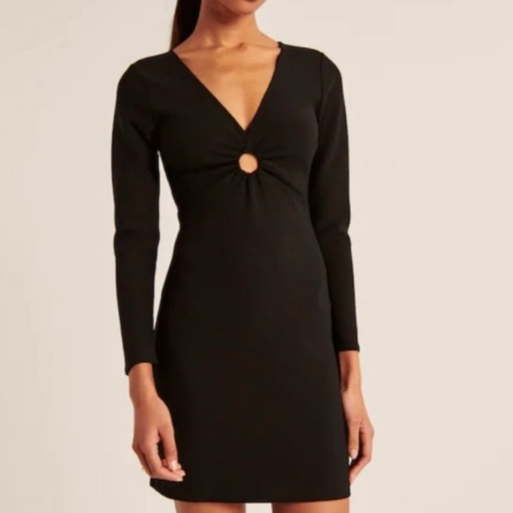 Abercrombie & Fitch Black Long Sleeve Dress with Ring Detail